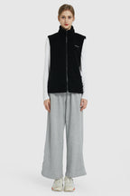 Zip Closure Stand-up Collar Fleece Vest