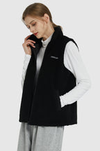 Zip Closure Stand-up Collar Fleece Vest