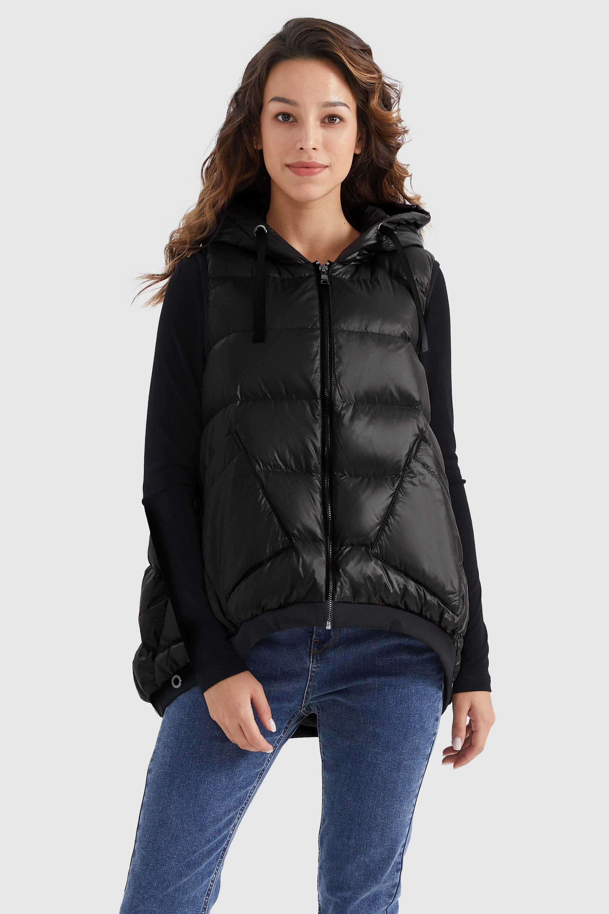 Zip Up Hooded Quilted Puffer Down Vest