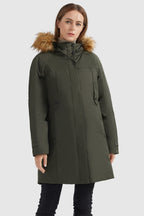 Zip up Snap button Hooded Parka Down Coat