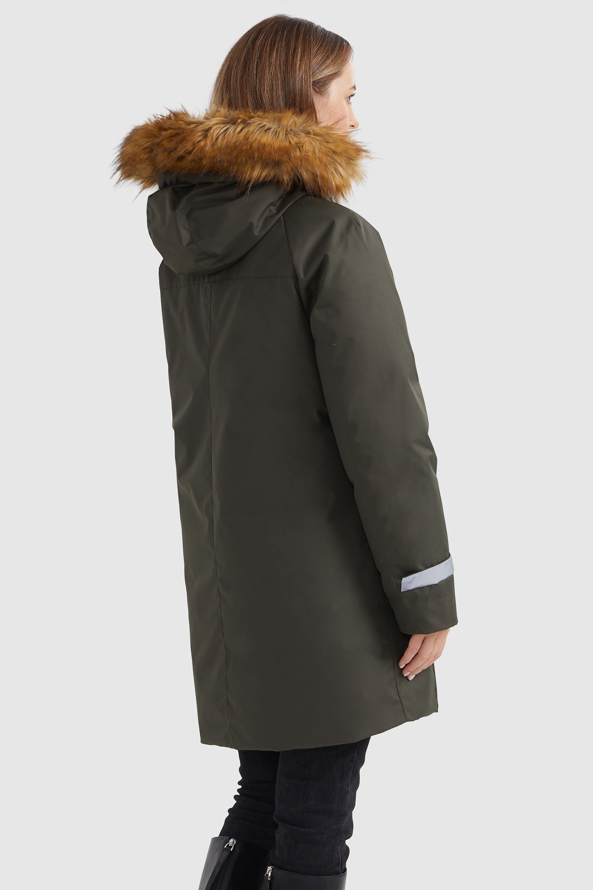 Zip up Snap button Hooded Parka Down Coat
