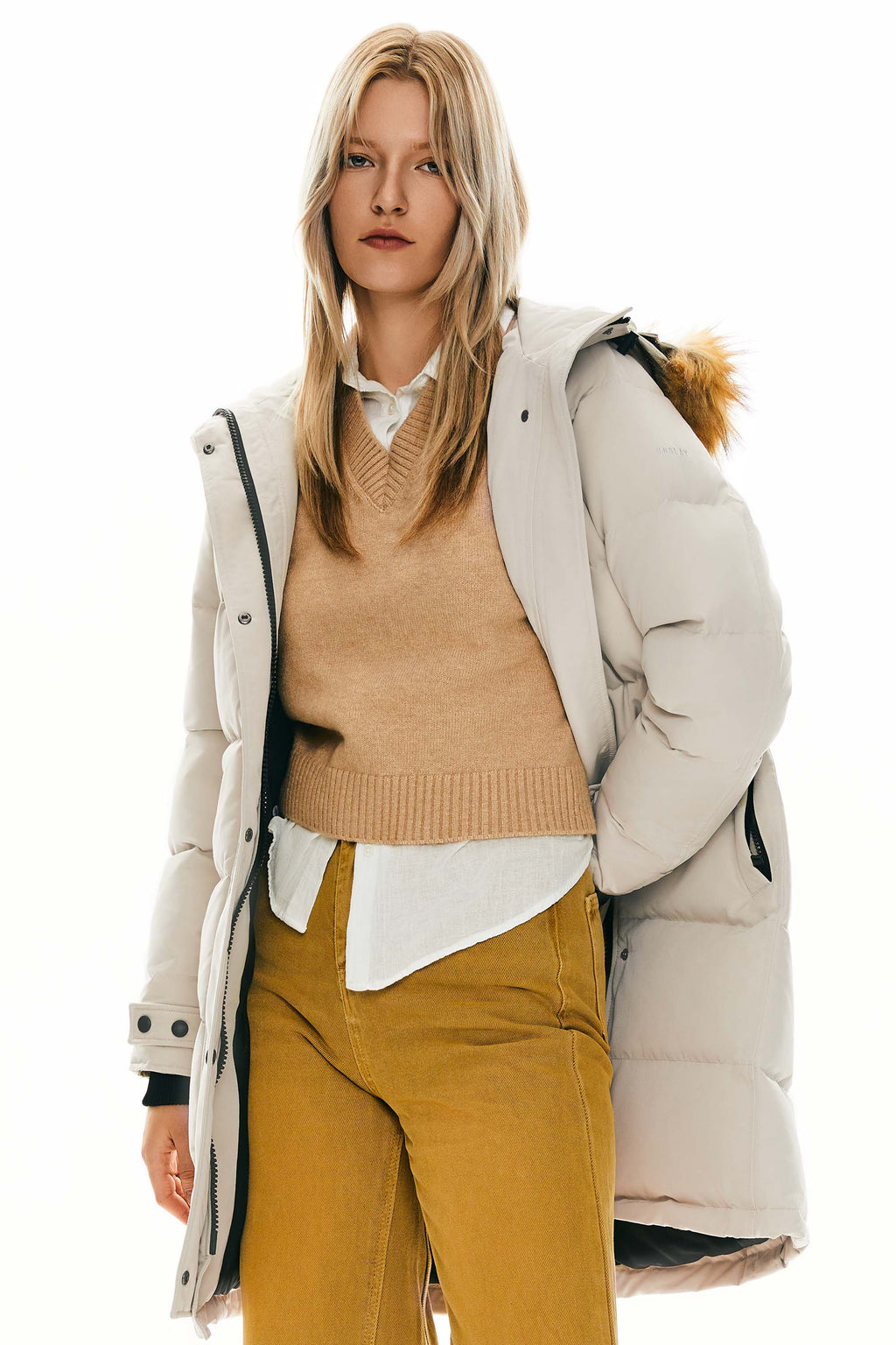 Drawstring Hooded Thickened Puffer Down Coat