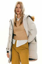 Drawstring Hooded Thickened Puffer Down Coat