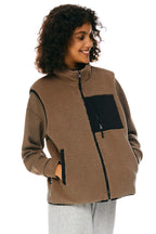 Oversized Fleece Reversible Vest Sherpa with Pockets