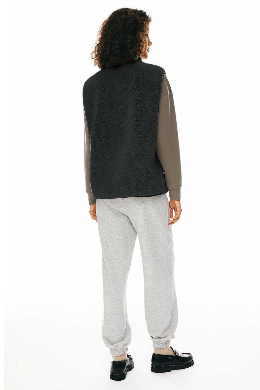 Oversized Fleece Reversible Vest Sherpa with Pockets