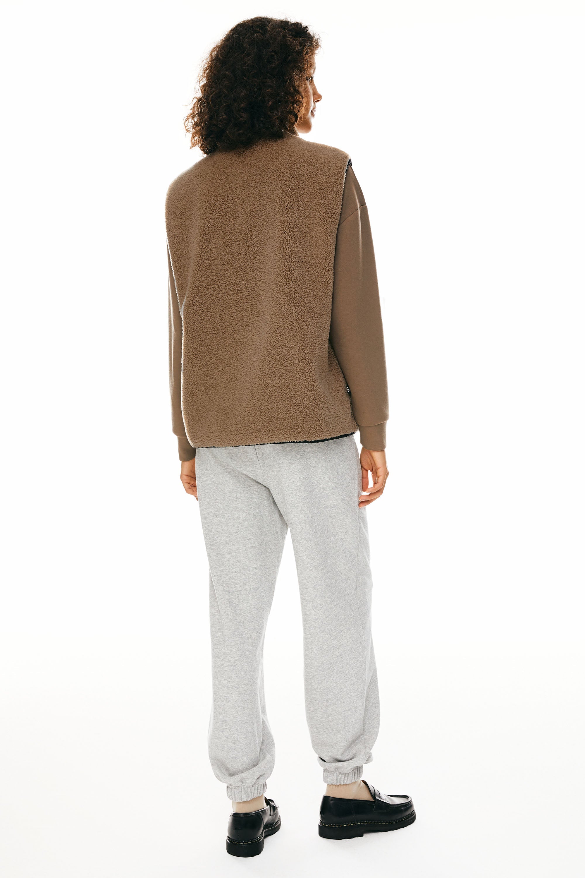 Oversized Fleece Reversible Vest Sherpa with Pockets