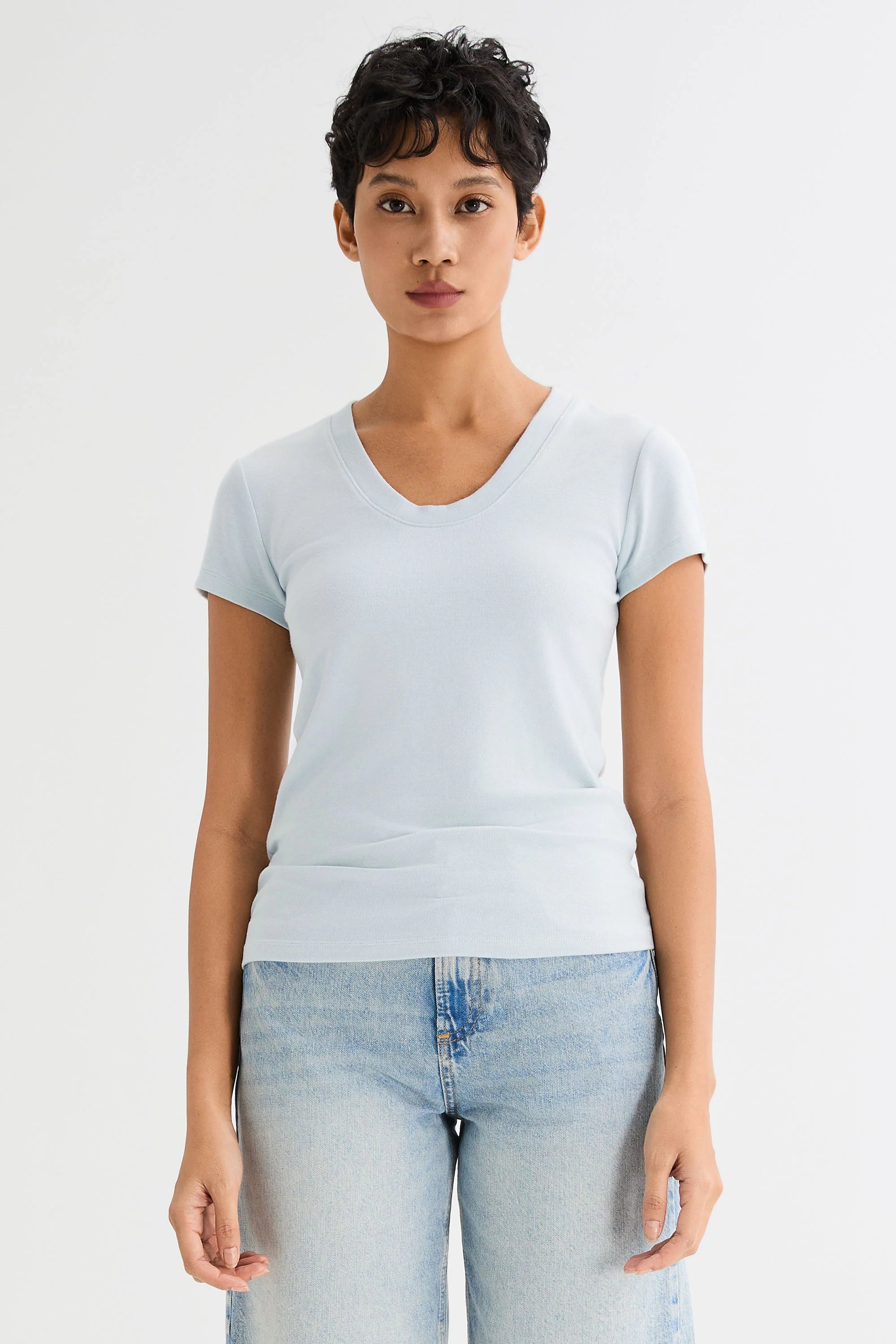 Slim-Fit Crew Neck Stretch Knit T-Shirt