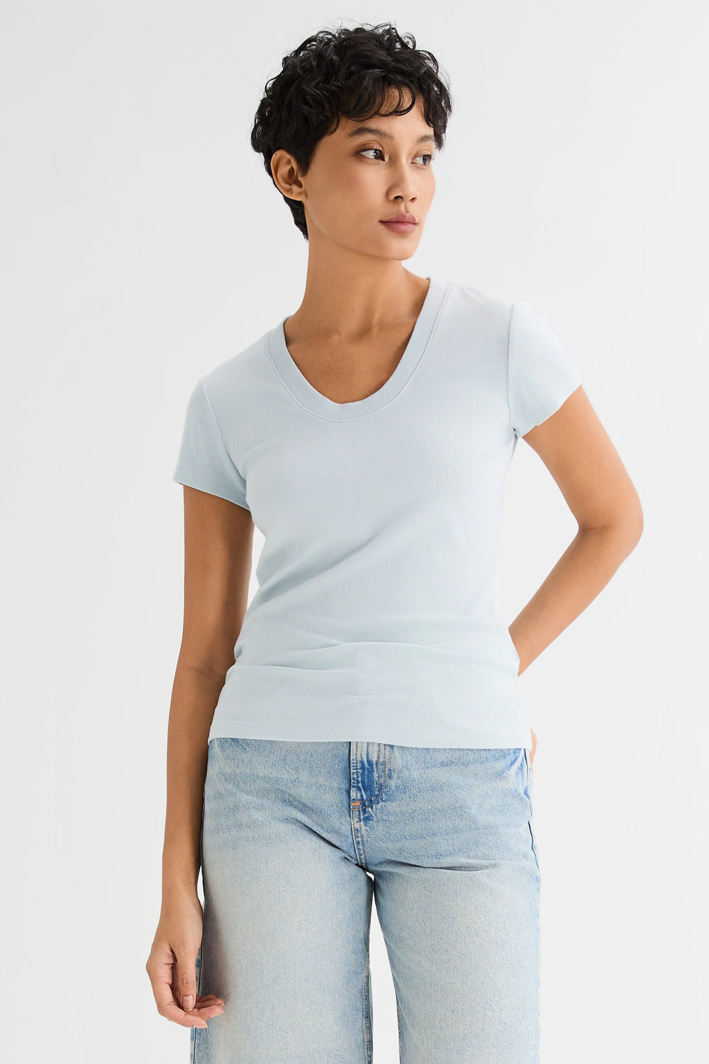 Slim-Fit Crew Neck Stretch Knit T-Shirt