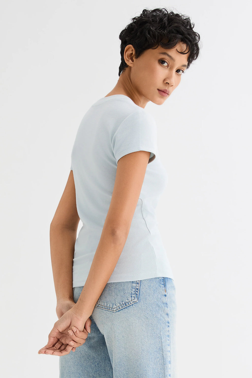 Slim-Fit Crew Neck Stretch Knit T-Shirt