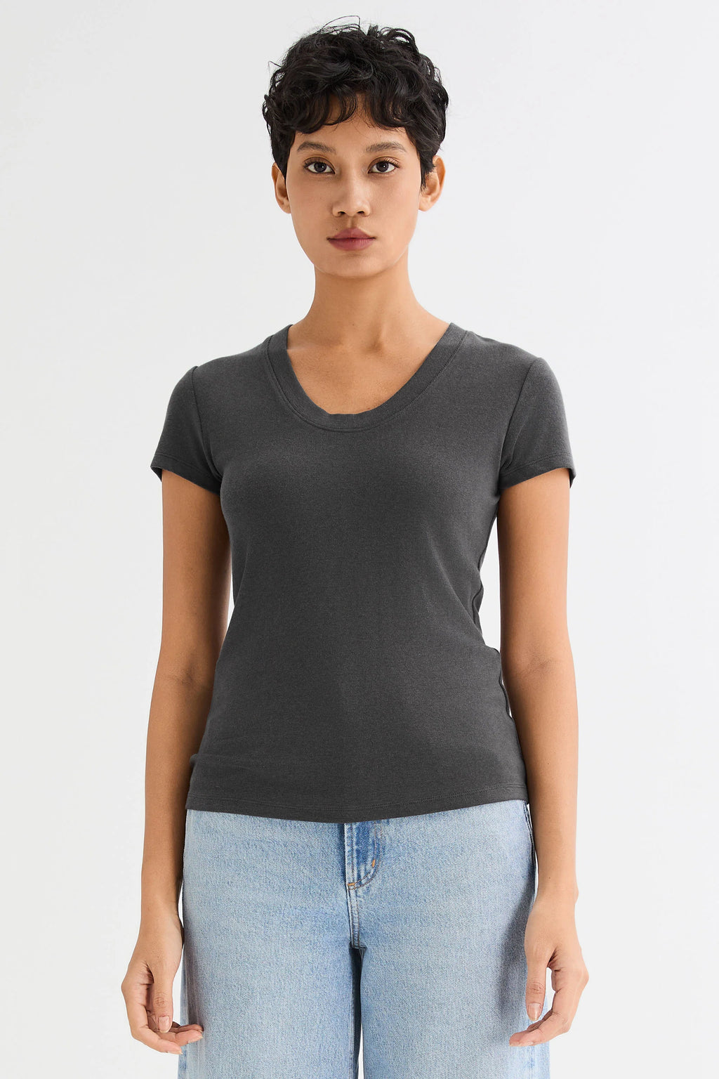 Slim-Fit Crew Neck Stretch Knit T-Shirt