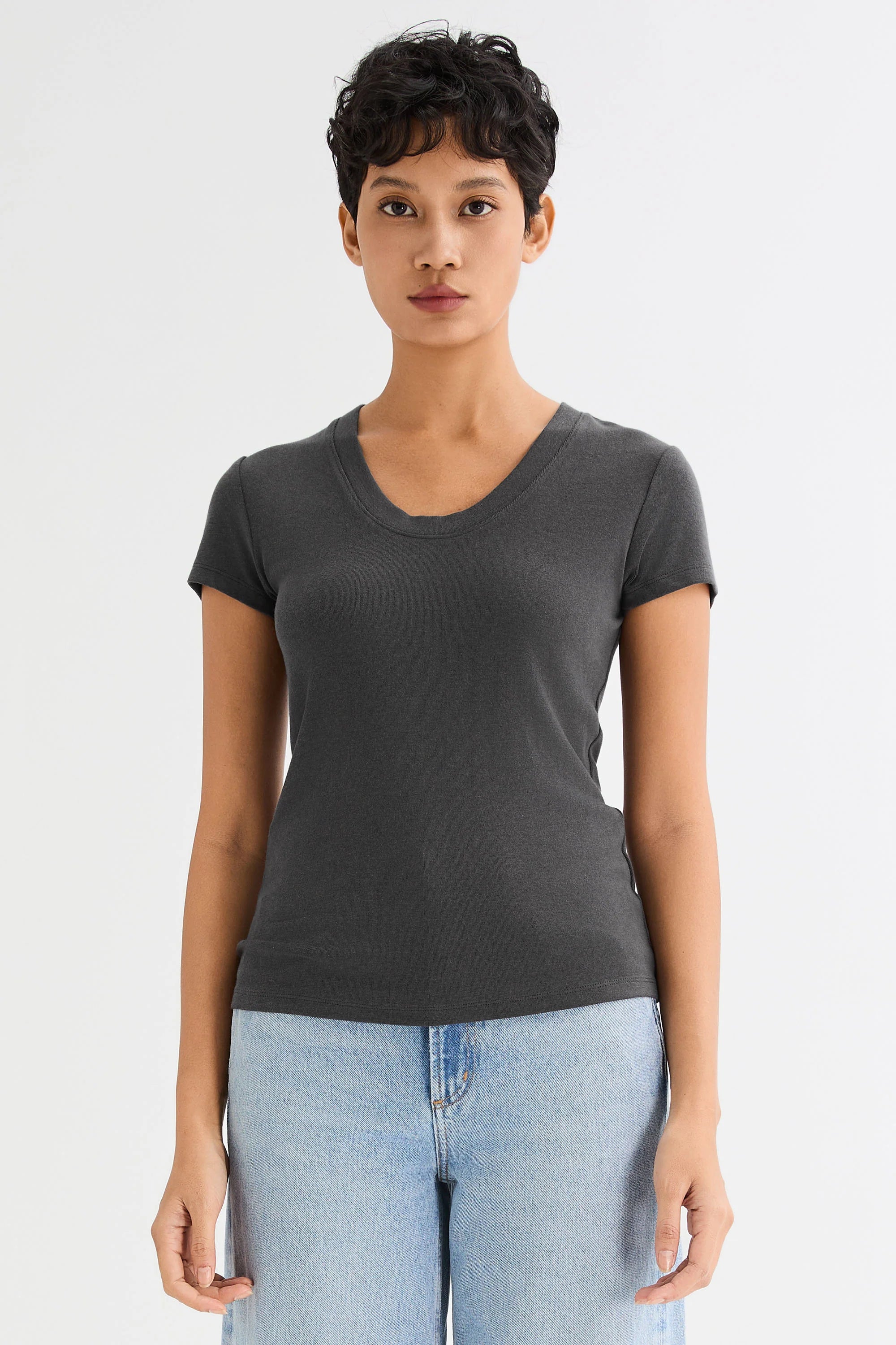 Slim-Fit Crew Neck Stretch Knit T-Shirt