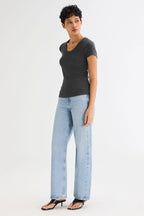 Slim-Fit Crew Neck Stretch Knit T-Shirt