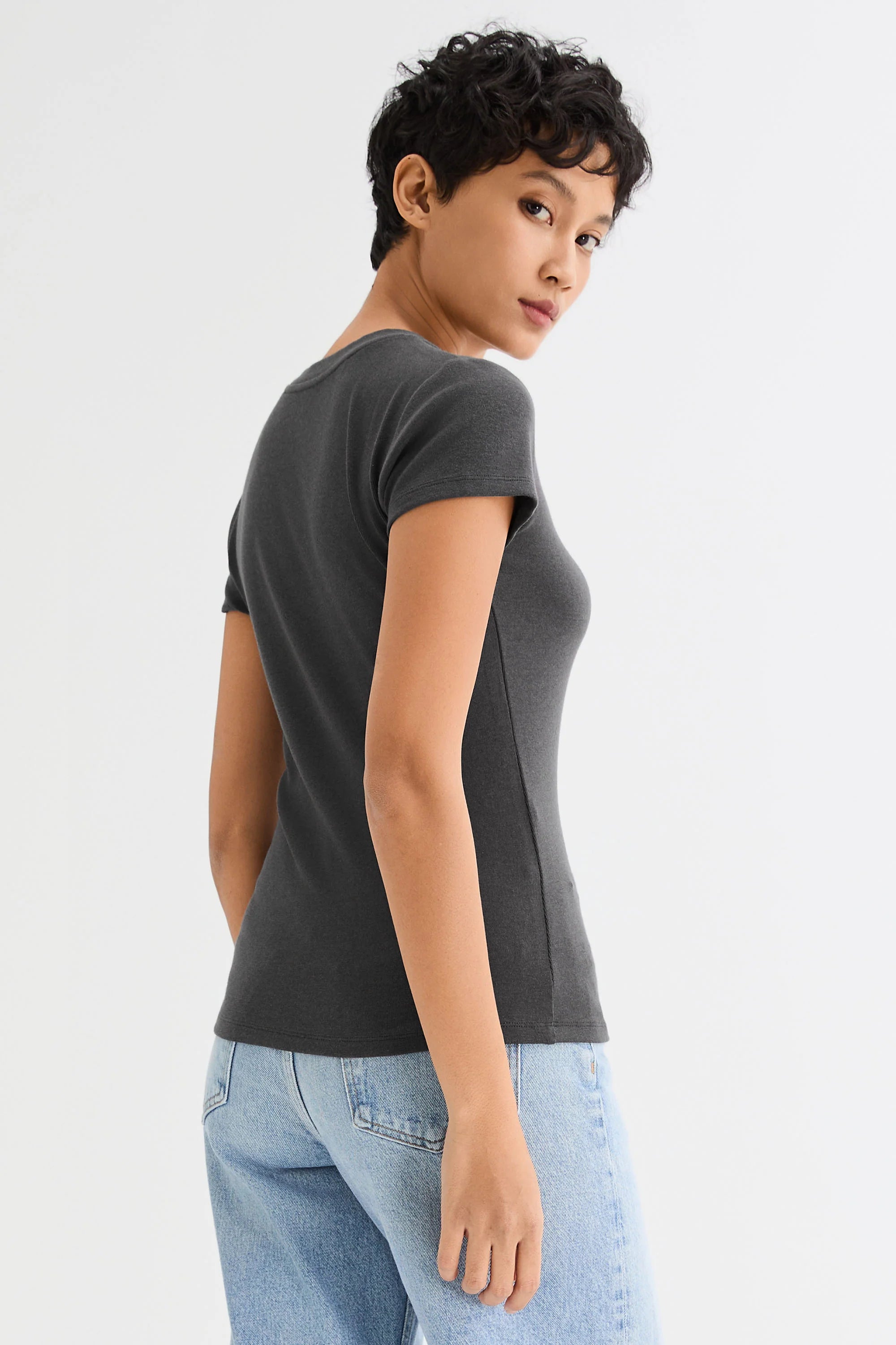 Slim-Fit Crew Neck Stretch Knit T-Shirt