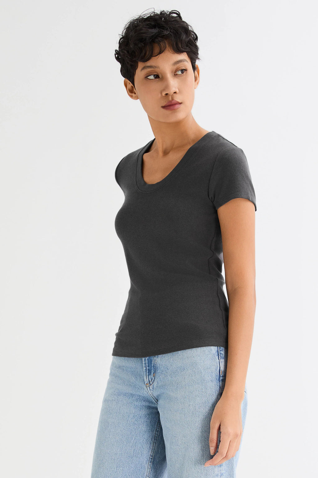 Slim-Fit Crew Neck Stretch Knit T-Shirt
