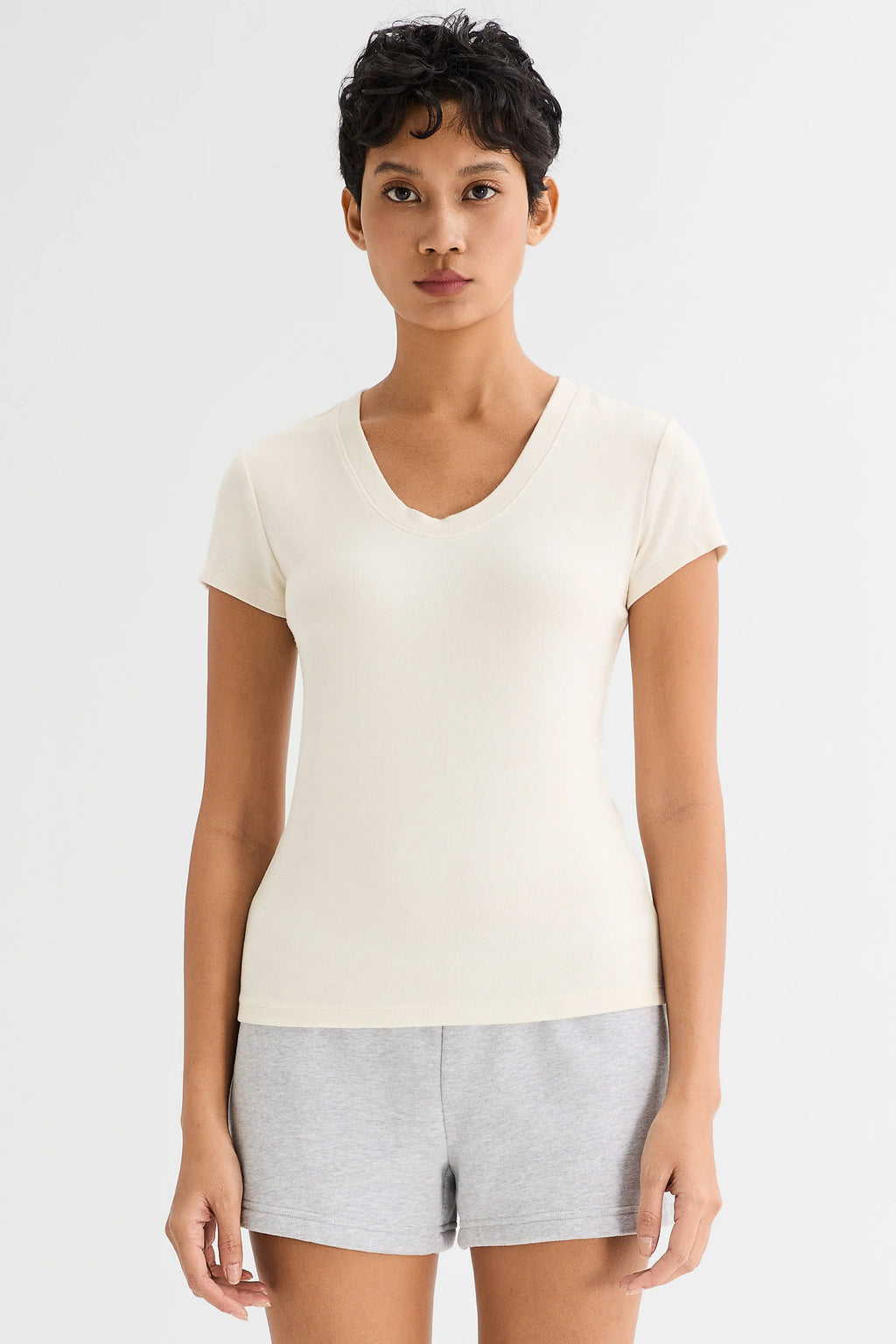 Slim-Fit Crew Neck Stretch Knit T-Shirt