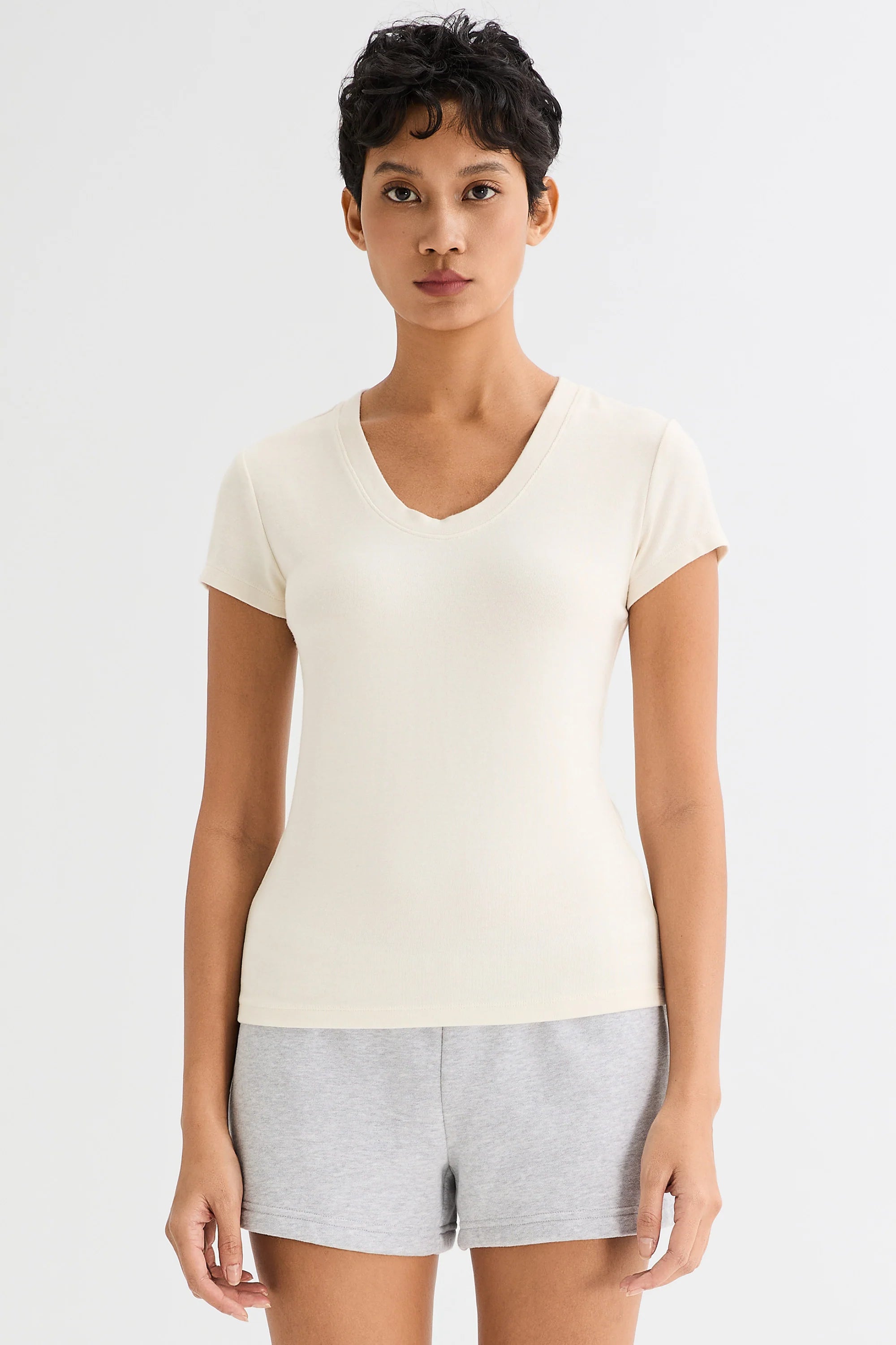 Slim-Fit Crew Neck Stretch Knit T-Shirt