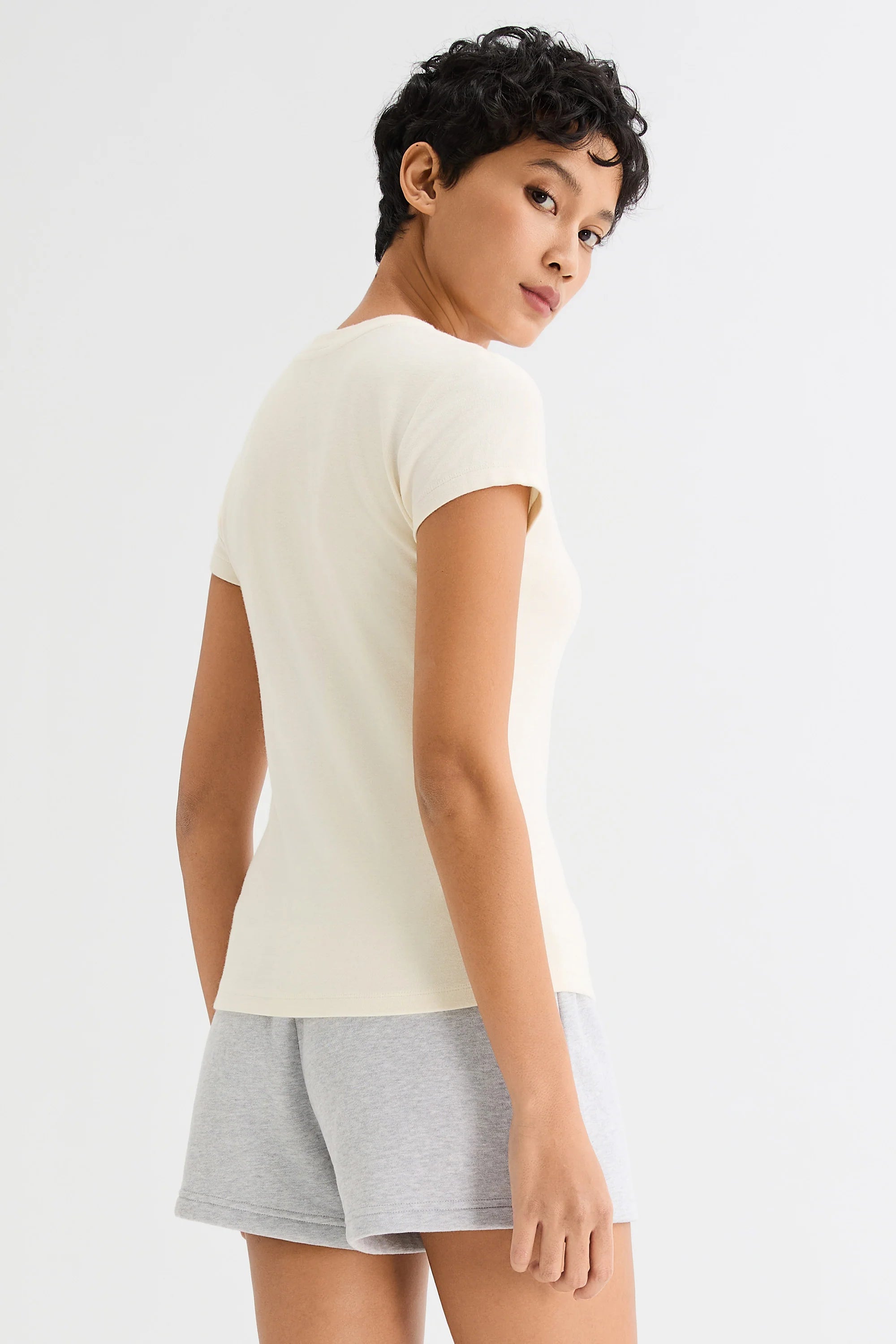 Slim-Fit Crew Neck Stretch Knit T-Shirt