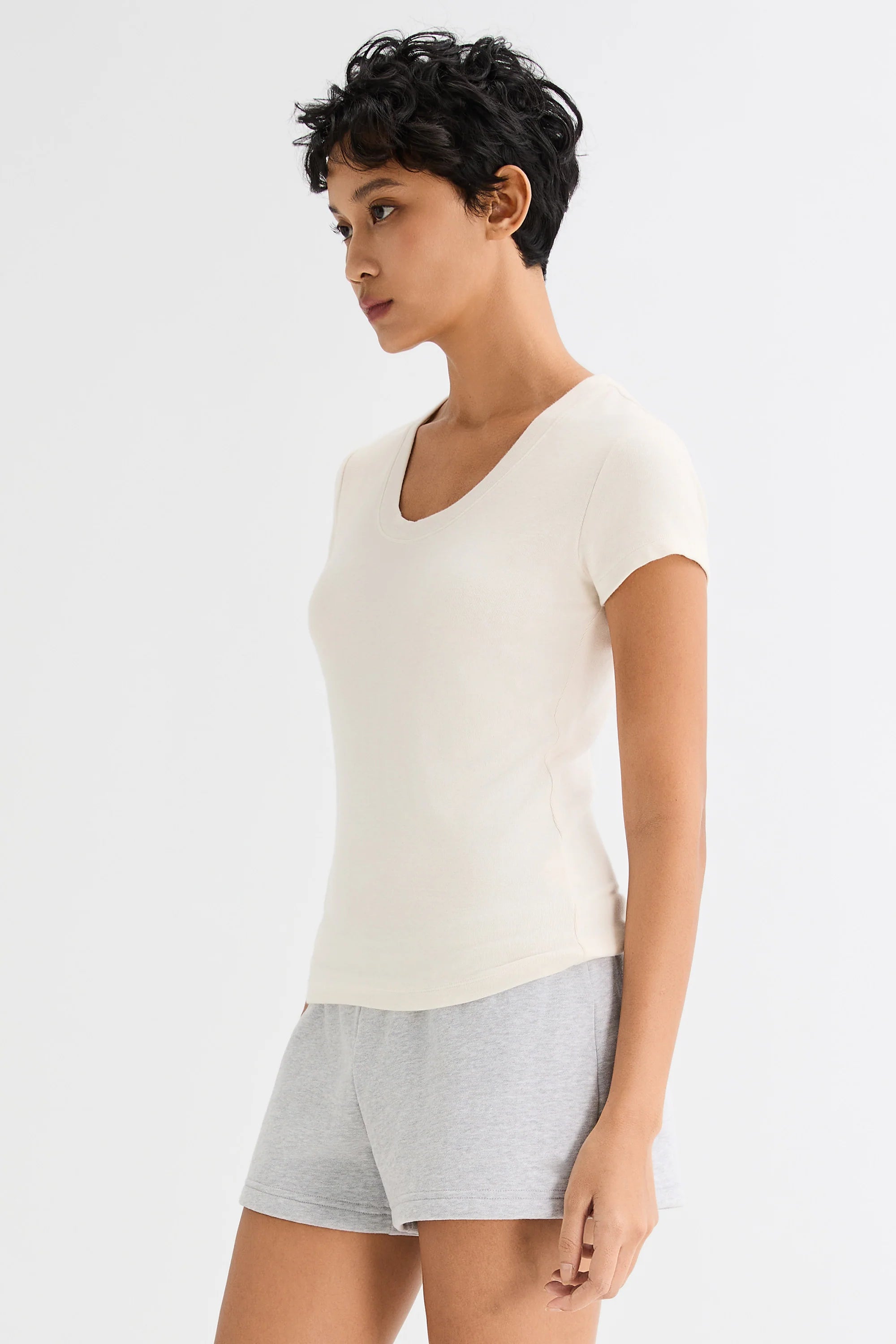 Slim-Fit Crew Neck Stretch Knit T-Shirt
